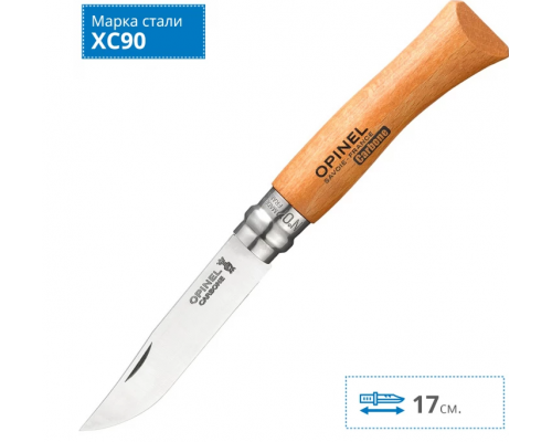 Нож OPINEL №7, углеродистая сталь, рукоять из дерева бука